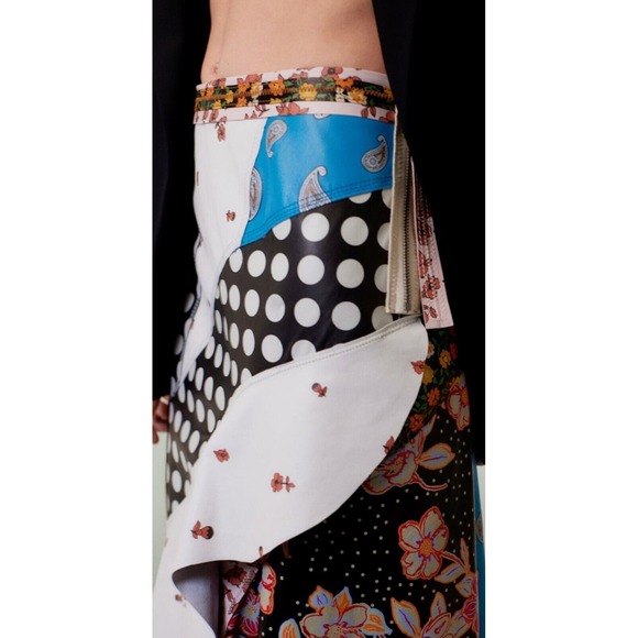 ZARA:s Unique Patchwork Maxi Skirt Boho Festival Floral Polka Dot Print Flowy - Picture 5 of 15